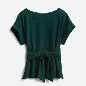 Julianna Modern Cuffed Sleeve Tie Front Blouse